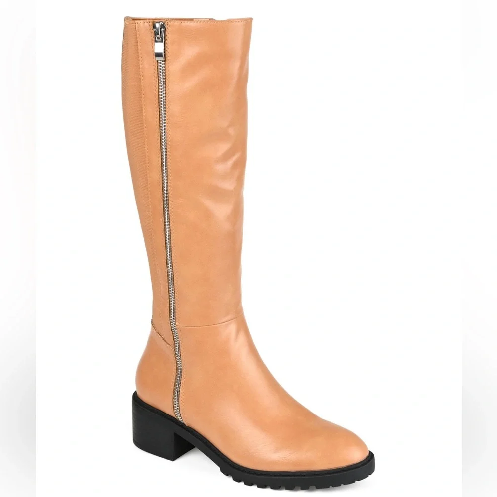 Journee Collection Women's Morgaan Extra Wide Calf Knee High Faux Leather Boots